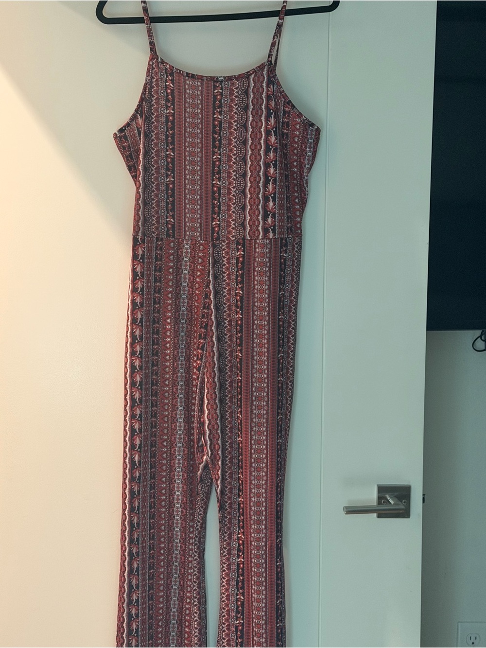 SHEIN Red Patterned Sleeveless Striped Jumpsuit